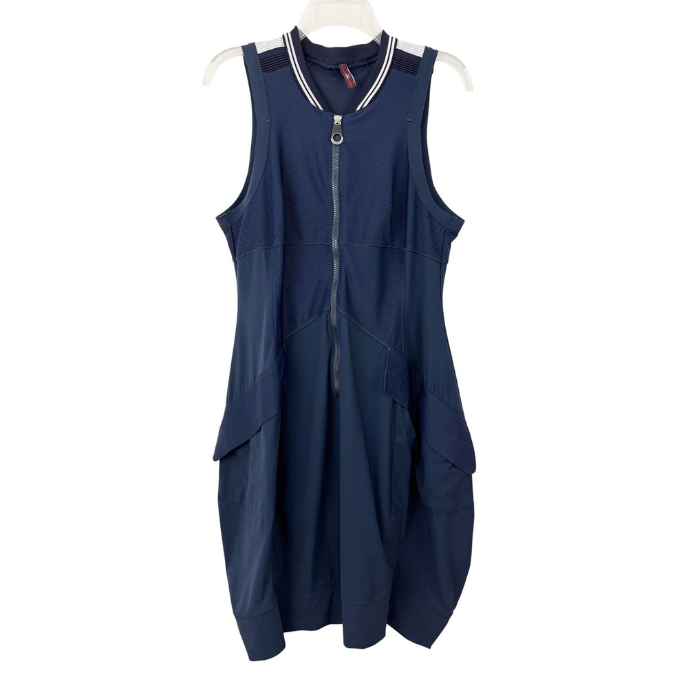 High Tech by Claire Campbell Mimicry Navy Mixed Media Dress Size 10 Sleeveless
